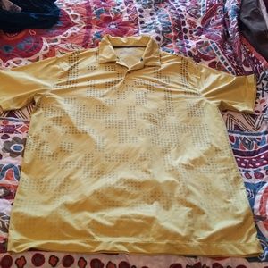 Men L Nike yellow/black drifit collared golf shirt